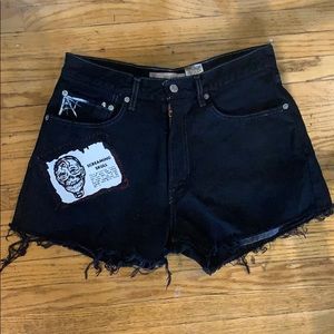 Levi’s Cut Off Shorts w/ Handpainted spiderweb